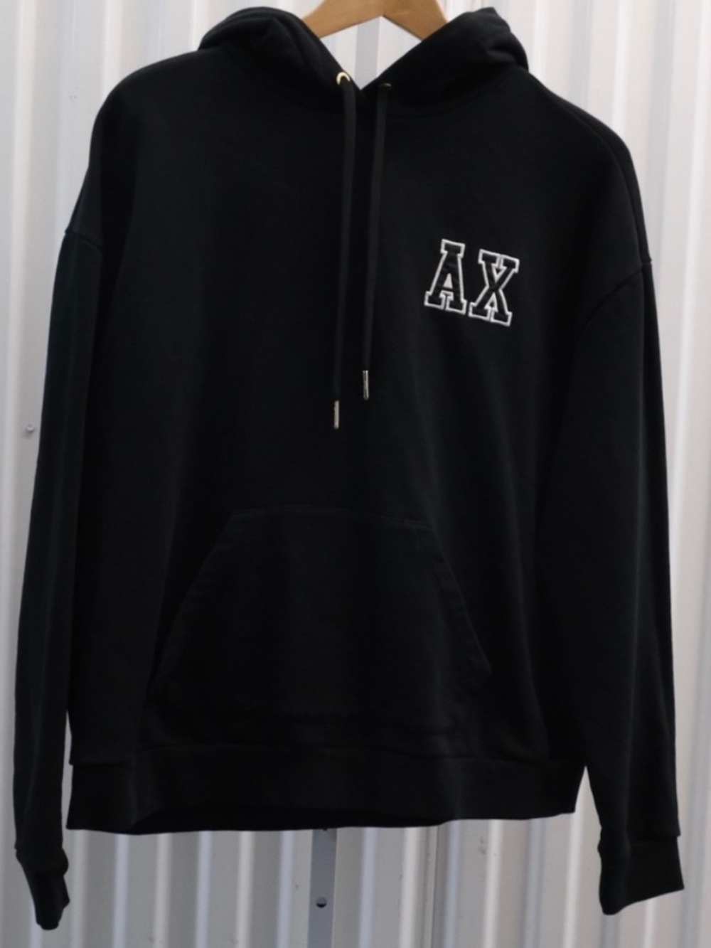 A/X Armani Exchange Black Hooded Sweatshirt with White AX Patch